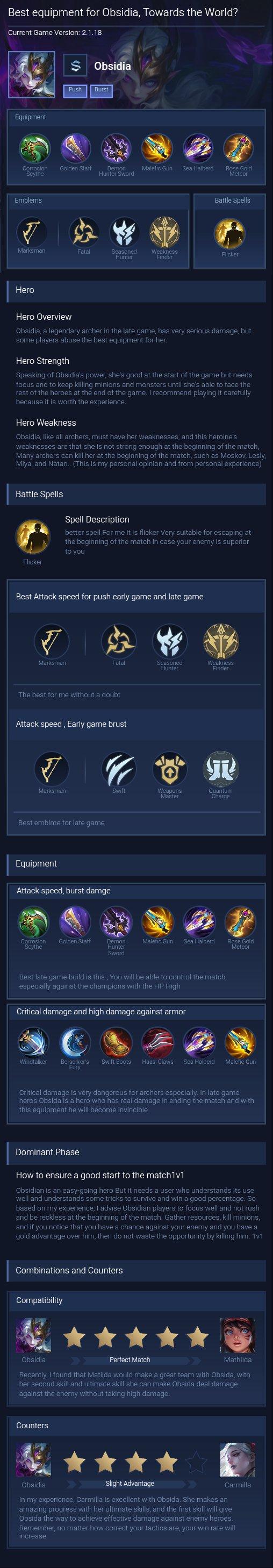 Best equipment for Obsidia, Towards the World?