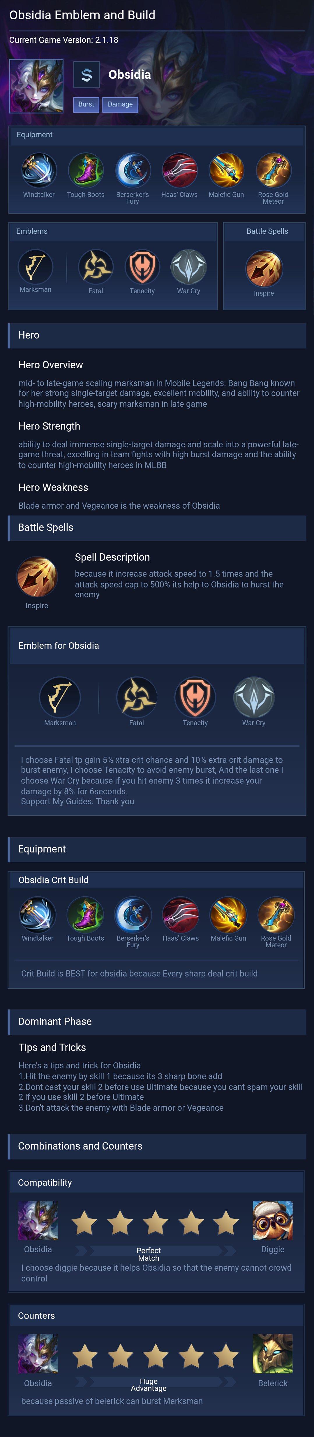Obsidia Emblem and Build