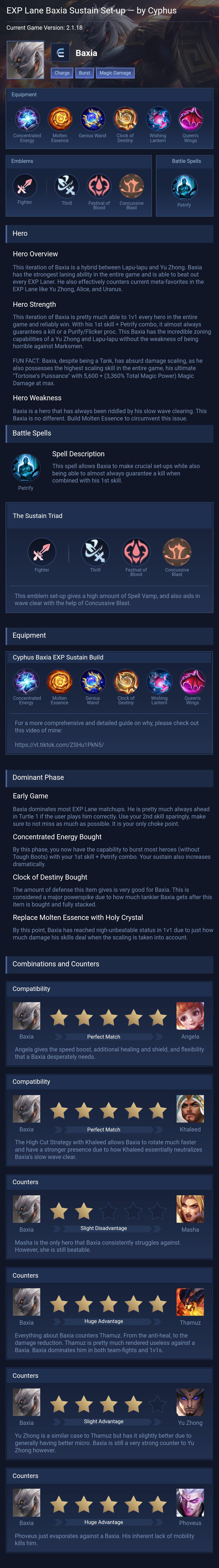 EXP Lane Baxia Sustain Set-up — by Cyphus