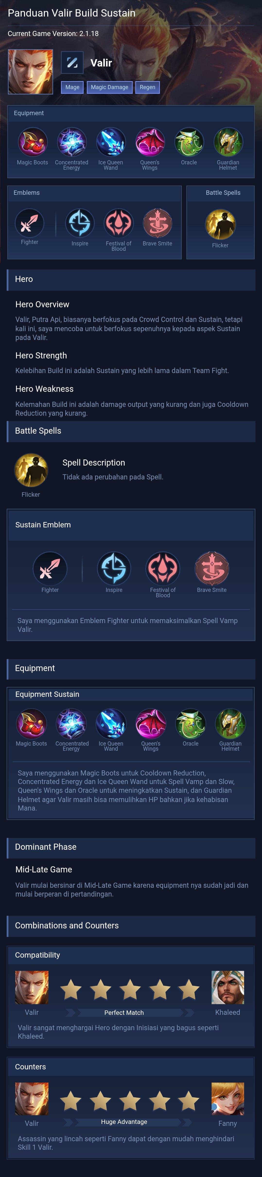 Panduan Valir Build Sustain