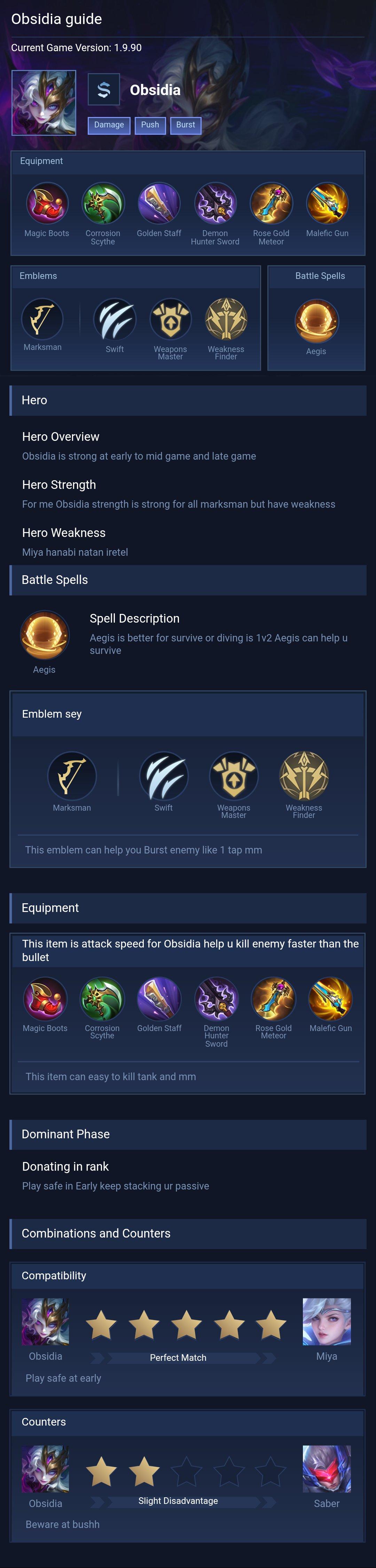 Obsidia guide