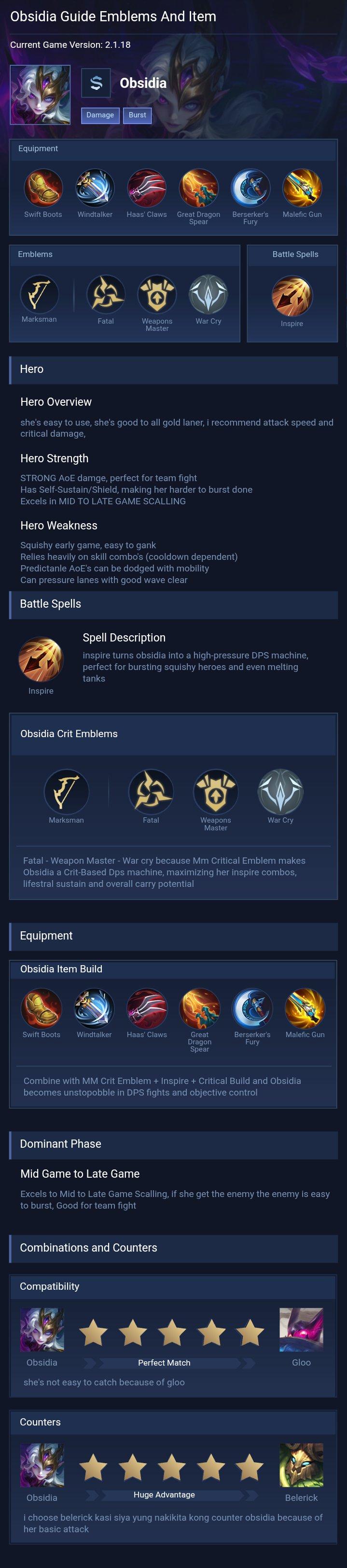 Obsidia Guide Emblems And Item