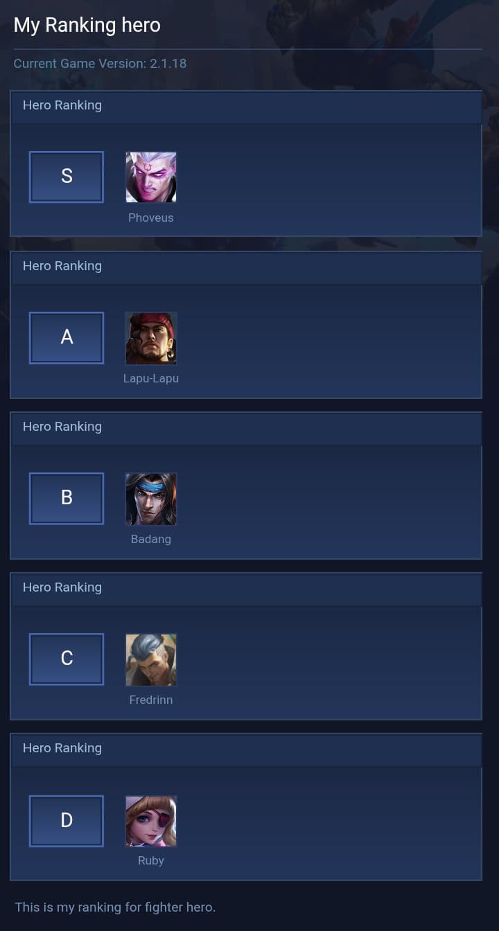 My Ranking hero