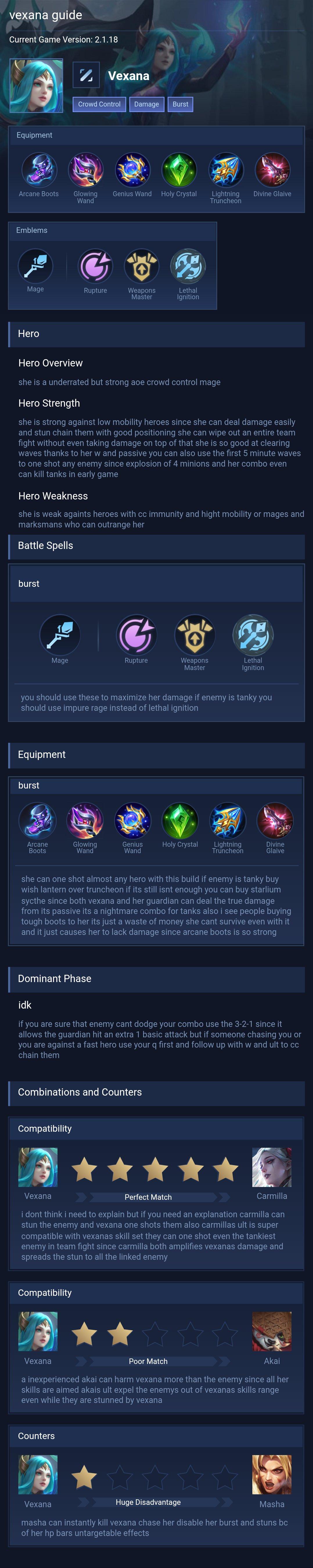 vexana guide