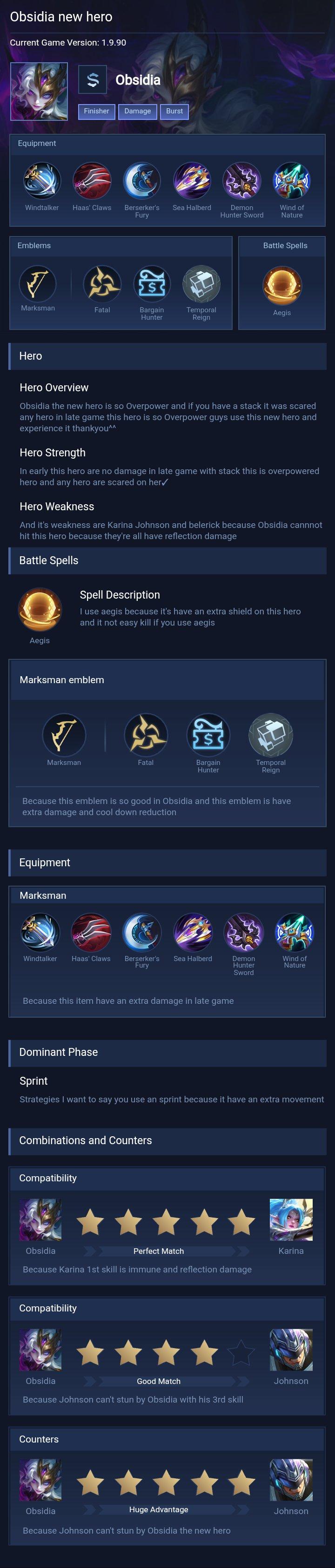 Obsidia new hero