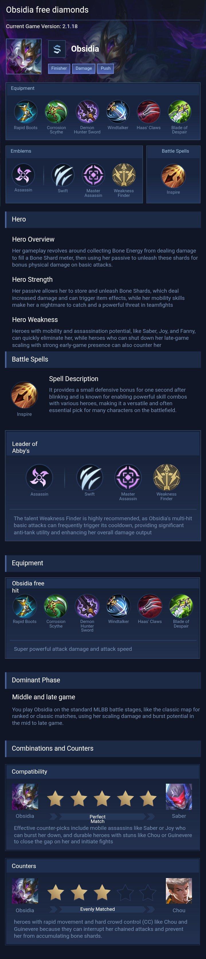 Obsidia free diamonds