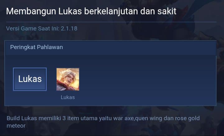 Build Lukas sustaind dan sakit