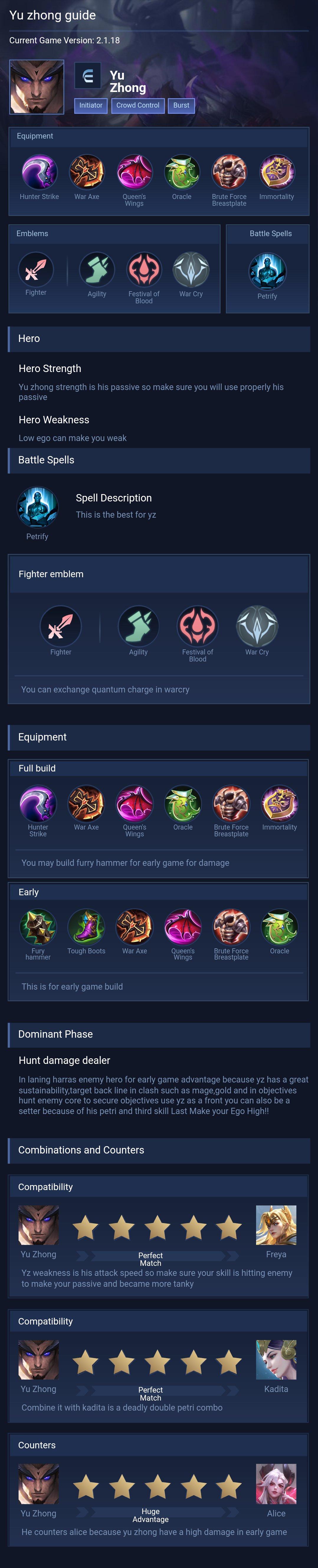 Yu zhong guide
