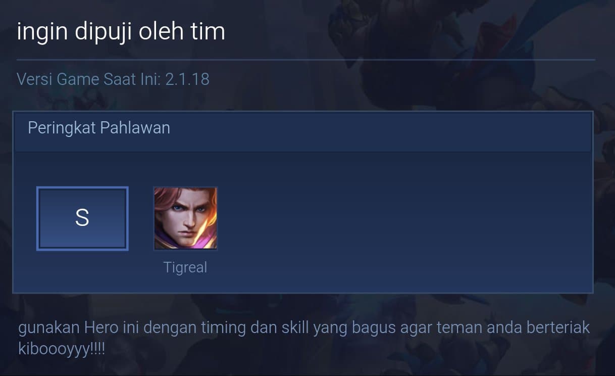 ingin di puji oleh tim