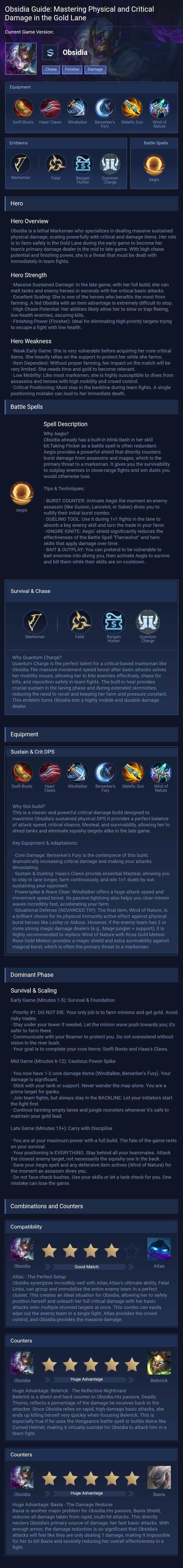 Obsidia Guide: Mastering Physical and Critical Damage in the Gold Lane
