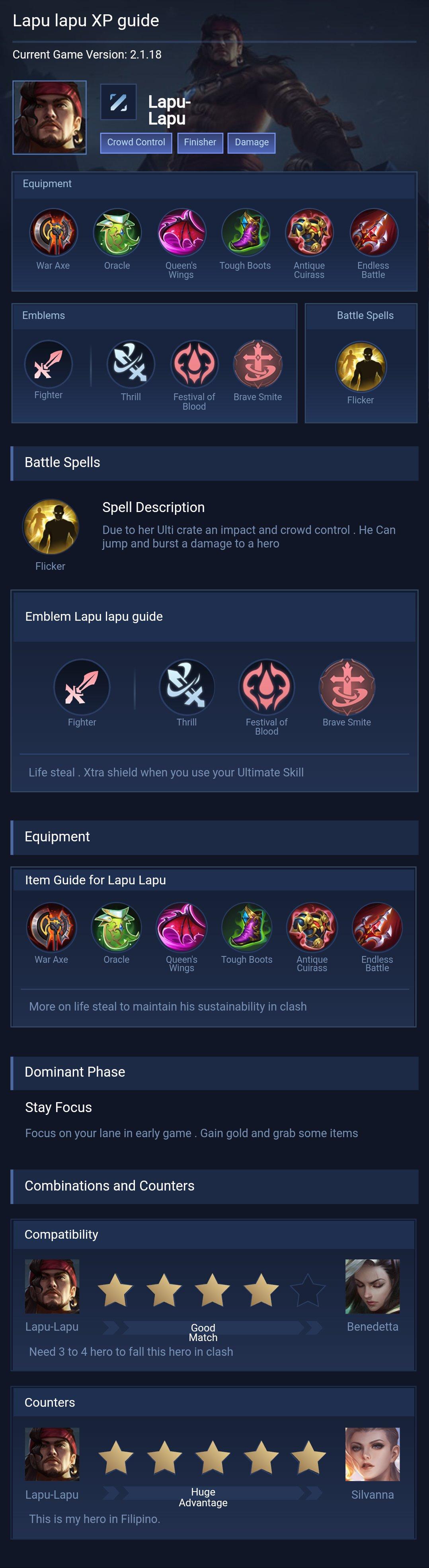 Lapu lapu XP guide