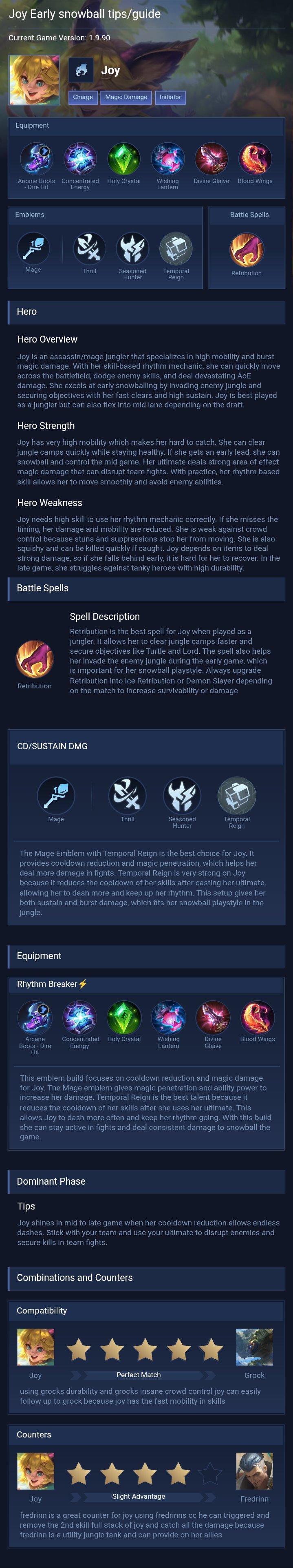 Joy Early snowball tips/guide