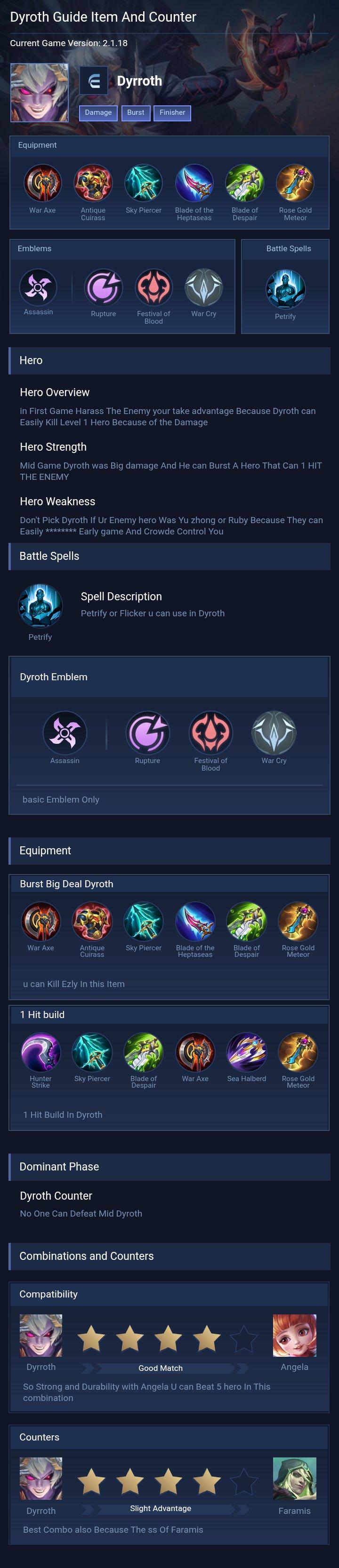 Dyroth Guide Item And Counter