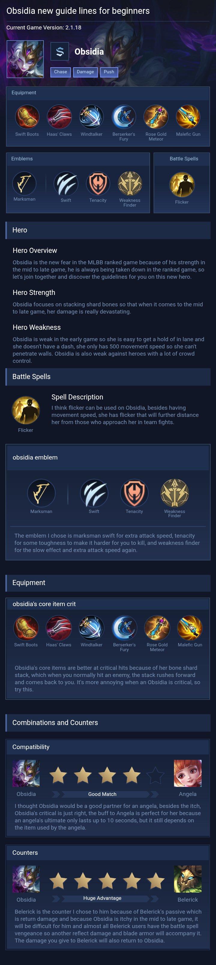 Obsidia new guide lines for beginners