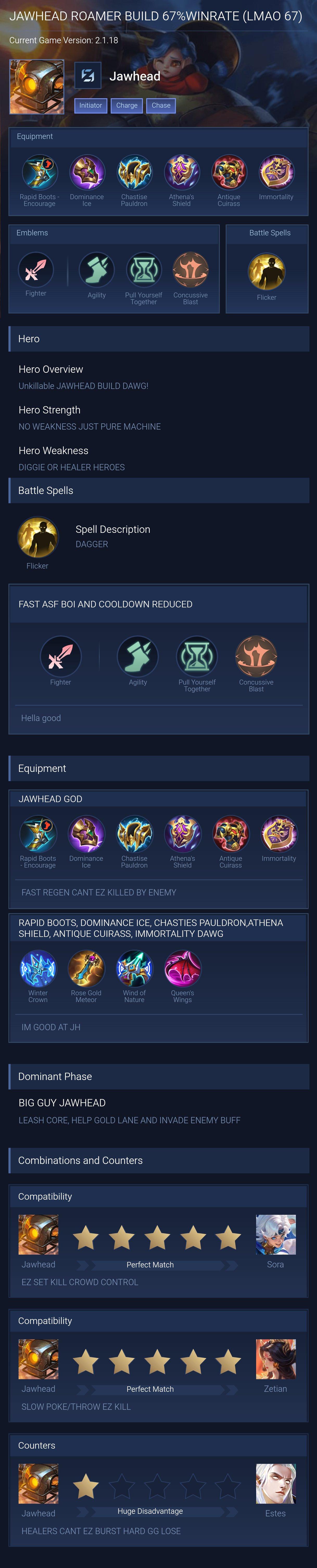 JAWHEAD ROAMER BUILD 67%WINRATE (LMAO 67)