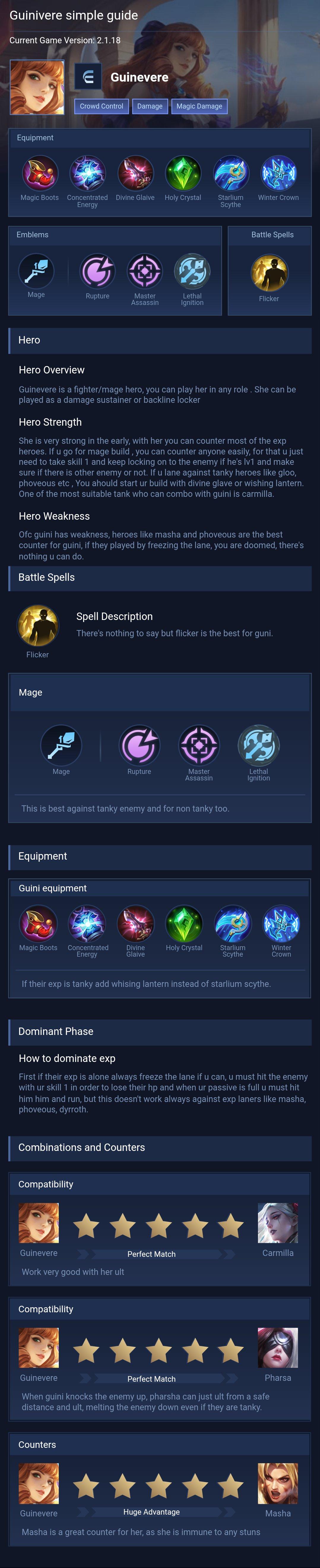 Guinivere simple guide