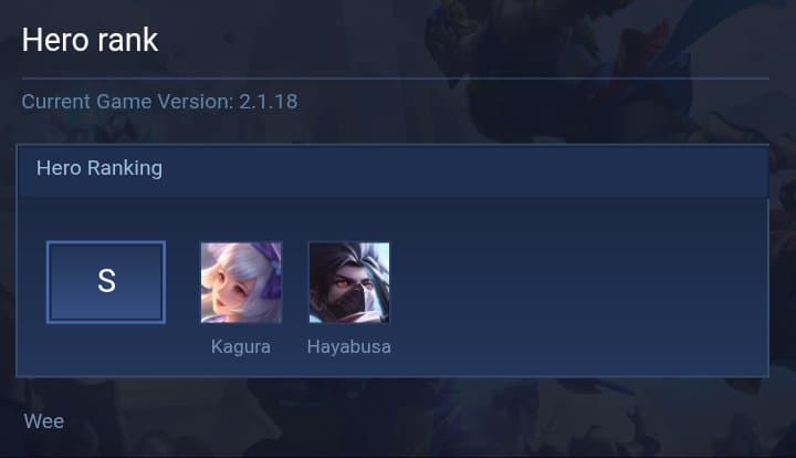 Hero rank