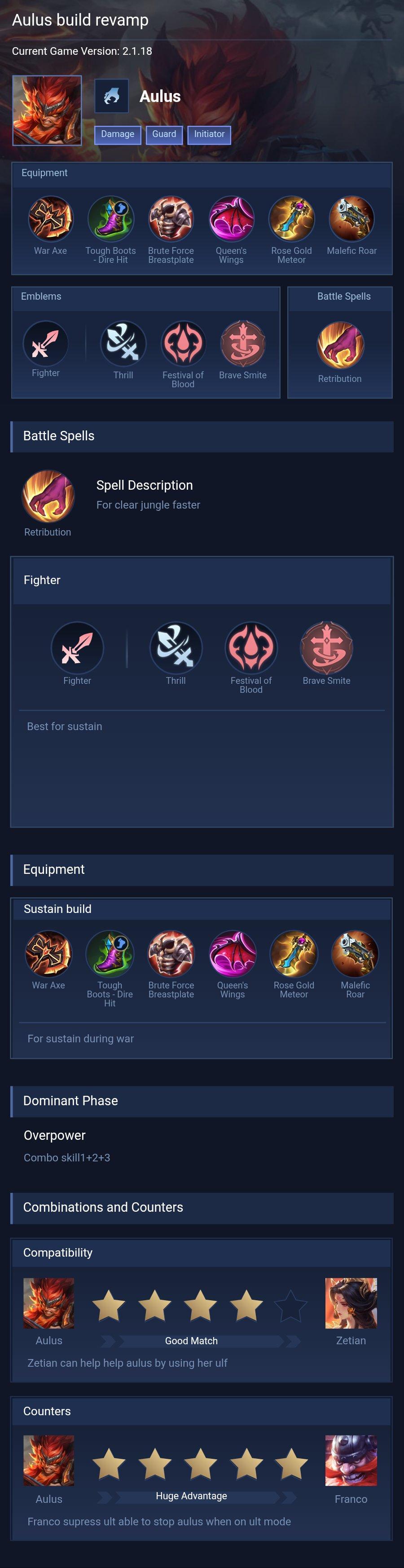 Aulus build revamp