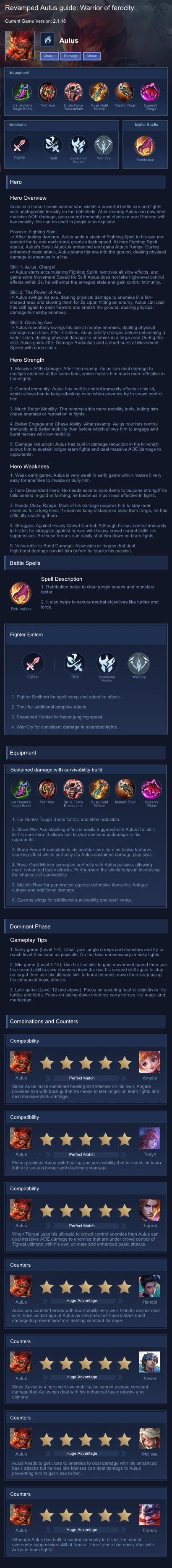 Revamped Aulus guide: Warrior of ferocity