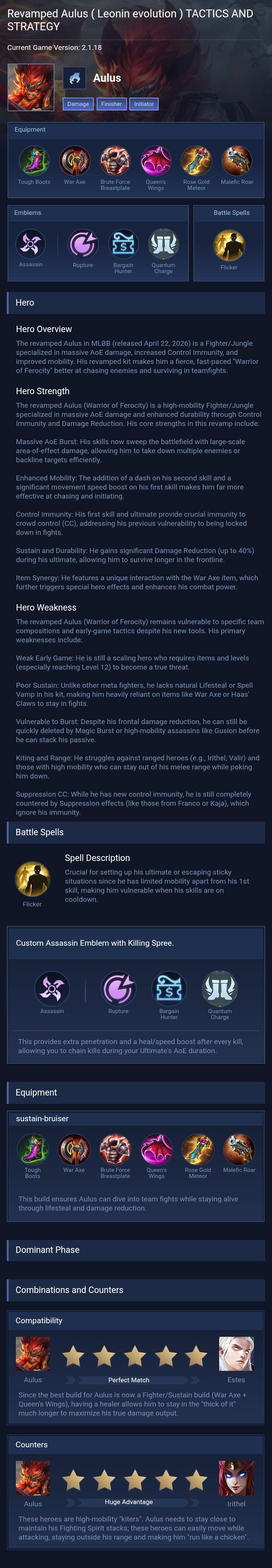 Revamped Aulus ( Leonin evolution ) TACTICS AND STRATEGY