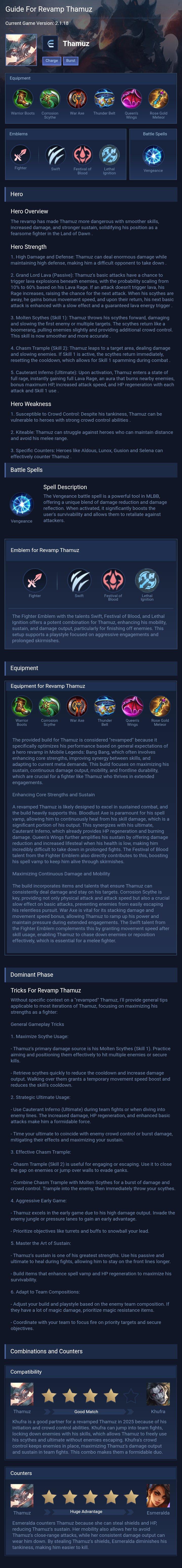 Guide For Revamp Thamuz