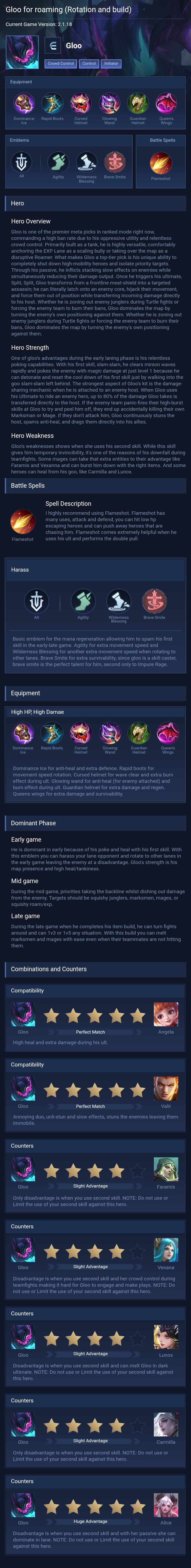 Gloo for roaming (Rotation and build)
