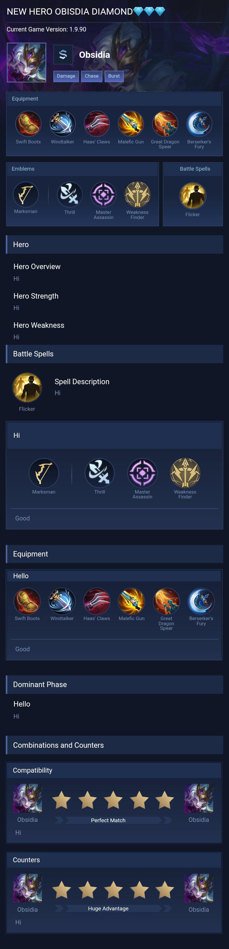 NEW HERO OBISDIA DIAMOND💎💎💎