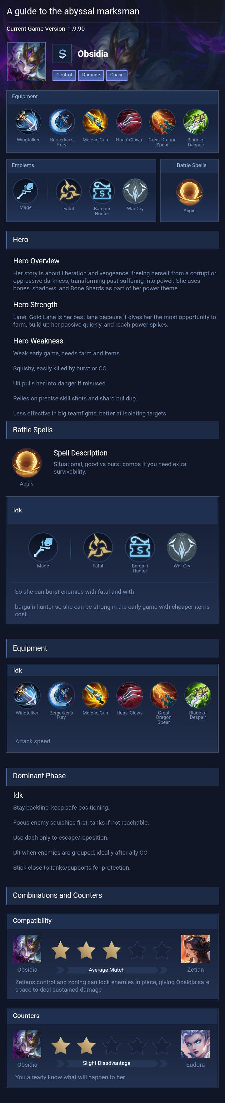 A guide to the abyssal marksman