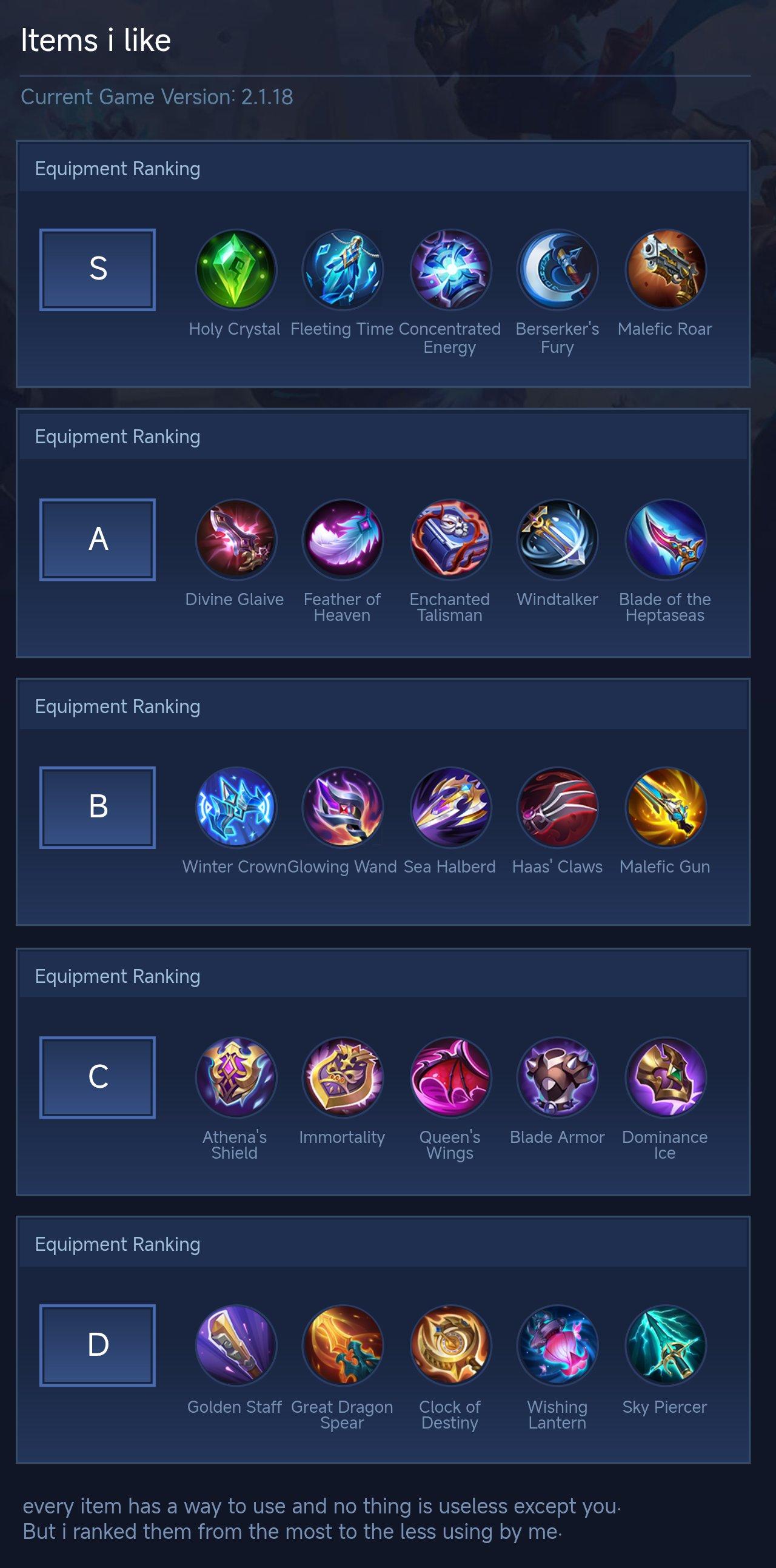 Items i like