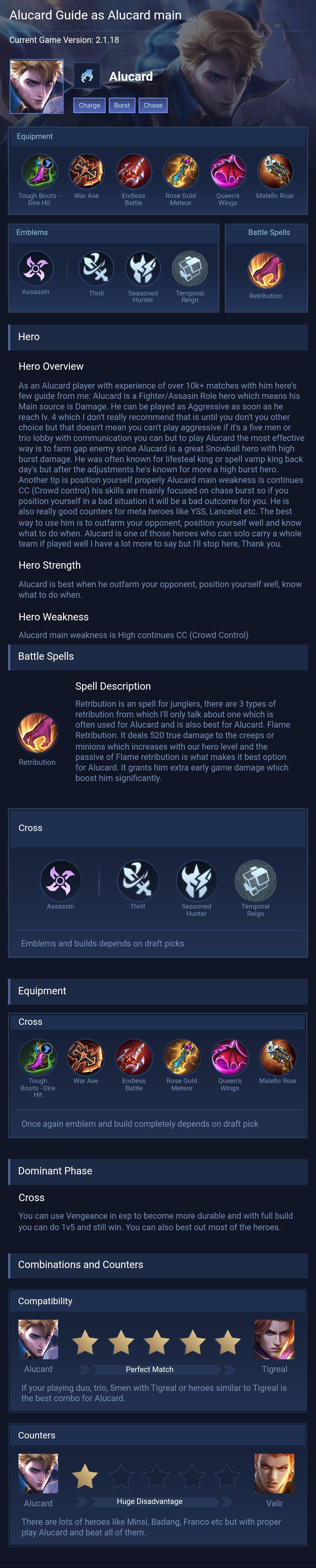 Alucard Guide as Alucard main