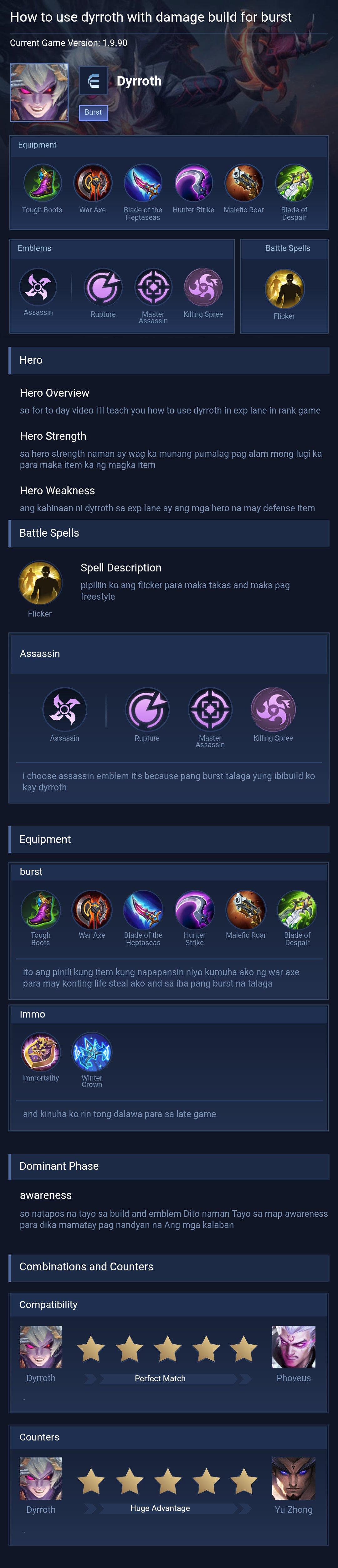 How to use dyrroth with damage build for burst