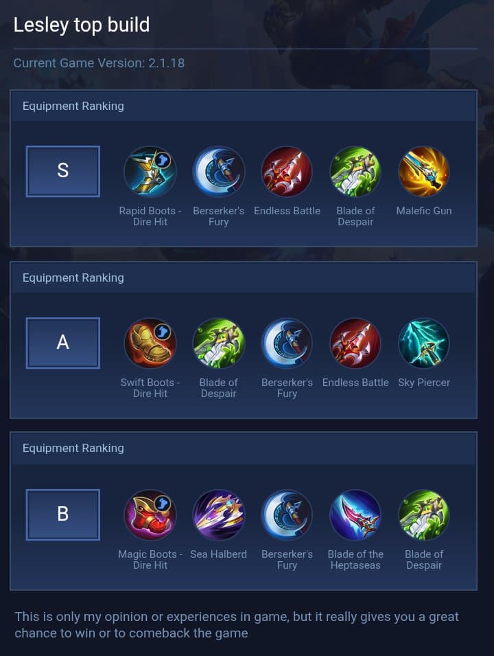 Lesley top build