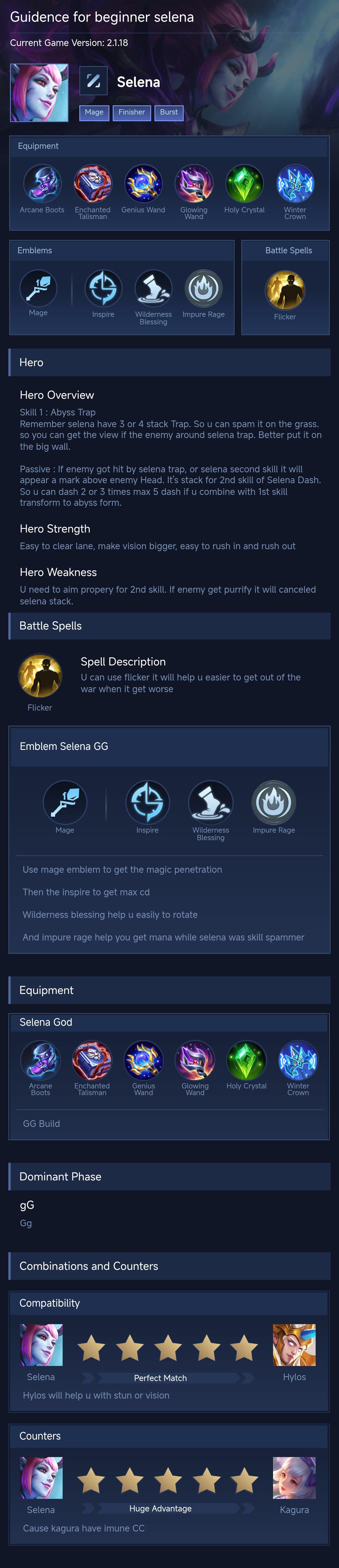 Guidence for beginner selena