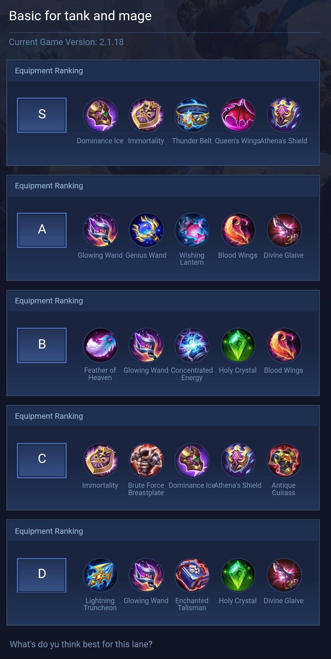 Basic for tank and mage