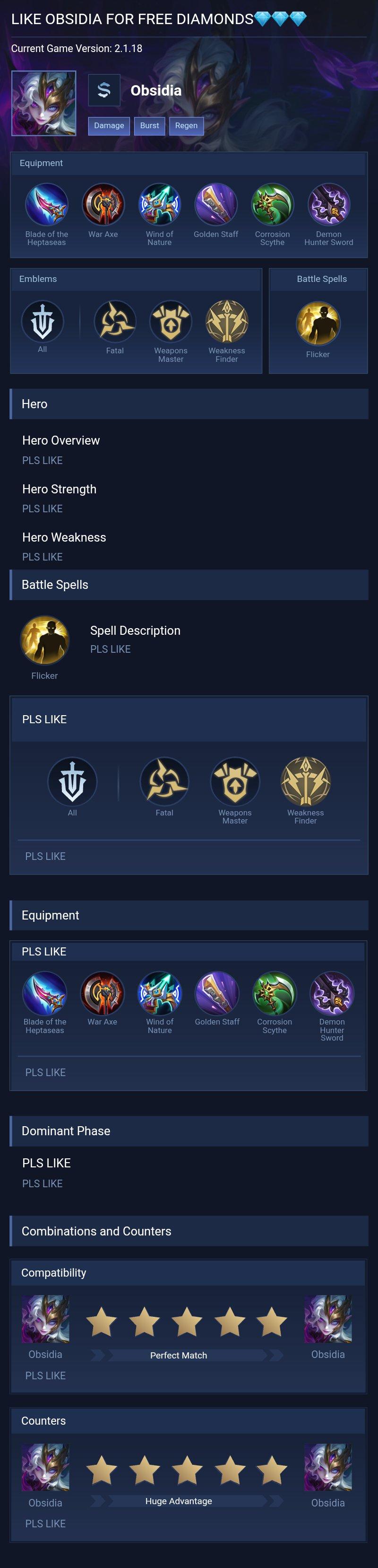 LIKE OBSIDIA FOR FREE DIAMONDS💎💎💎