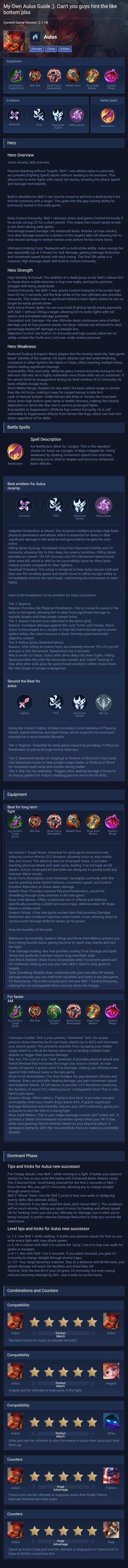 My Own Aulus Guide ;).  Can't you guys hint the like bottom plss