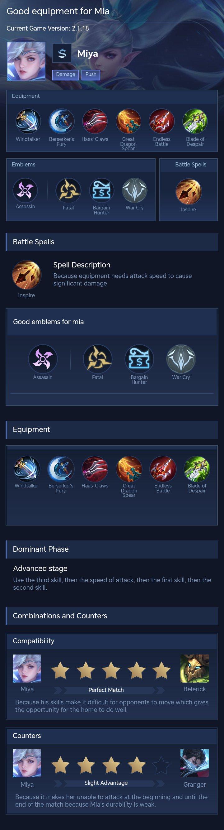 Good equipment for Mia