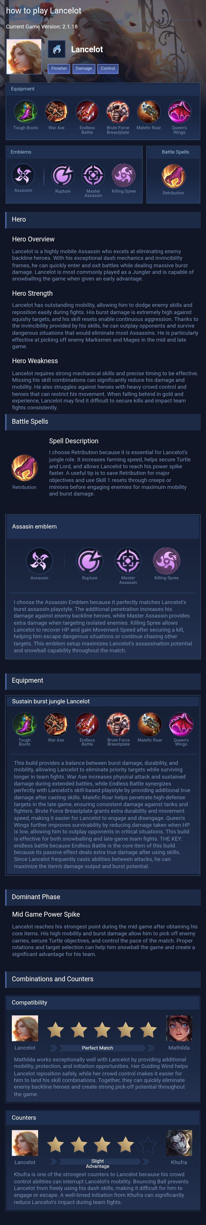 how to play Lancelot