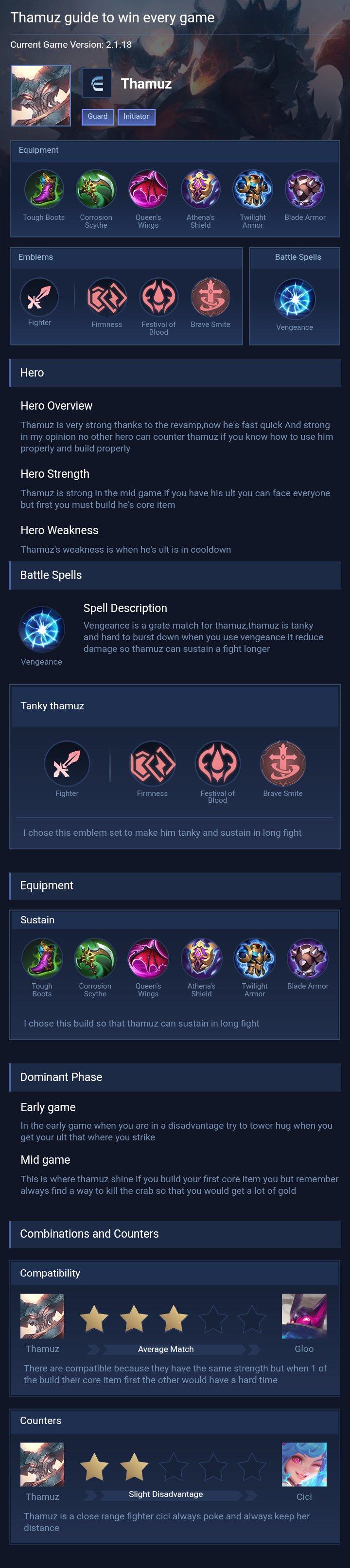 Thamuz guide to win every game