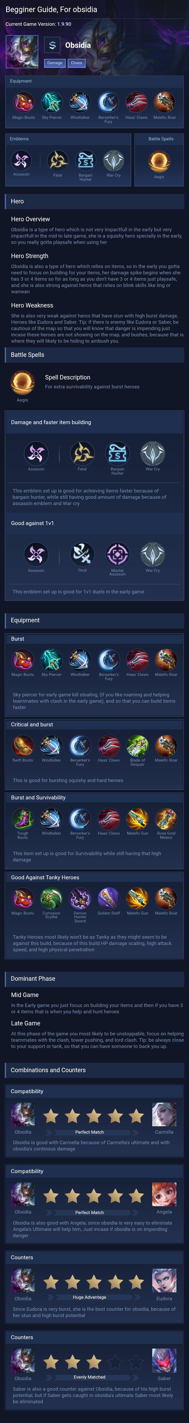 Begginer Guide, For obsidia