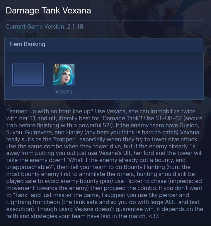 Damage Tank  Vexana