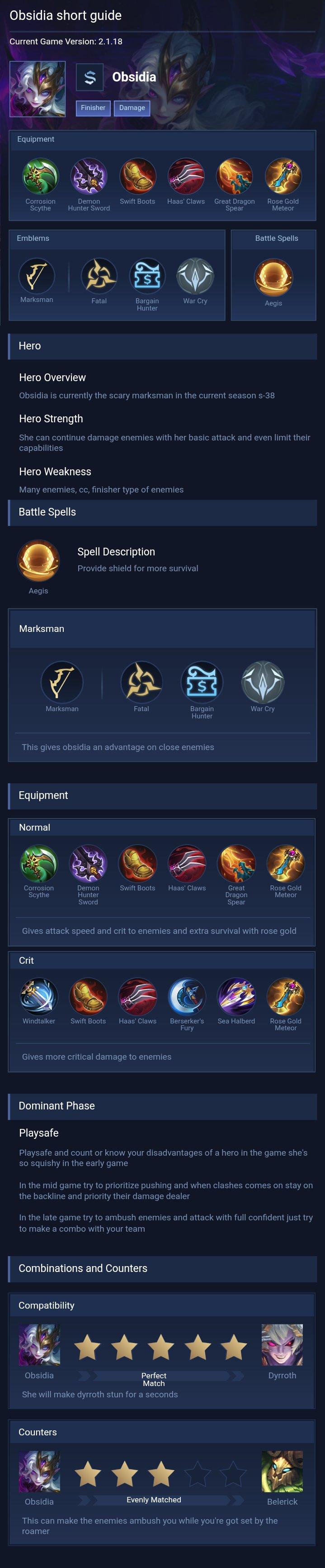 Obsidia short guide