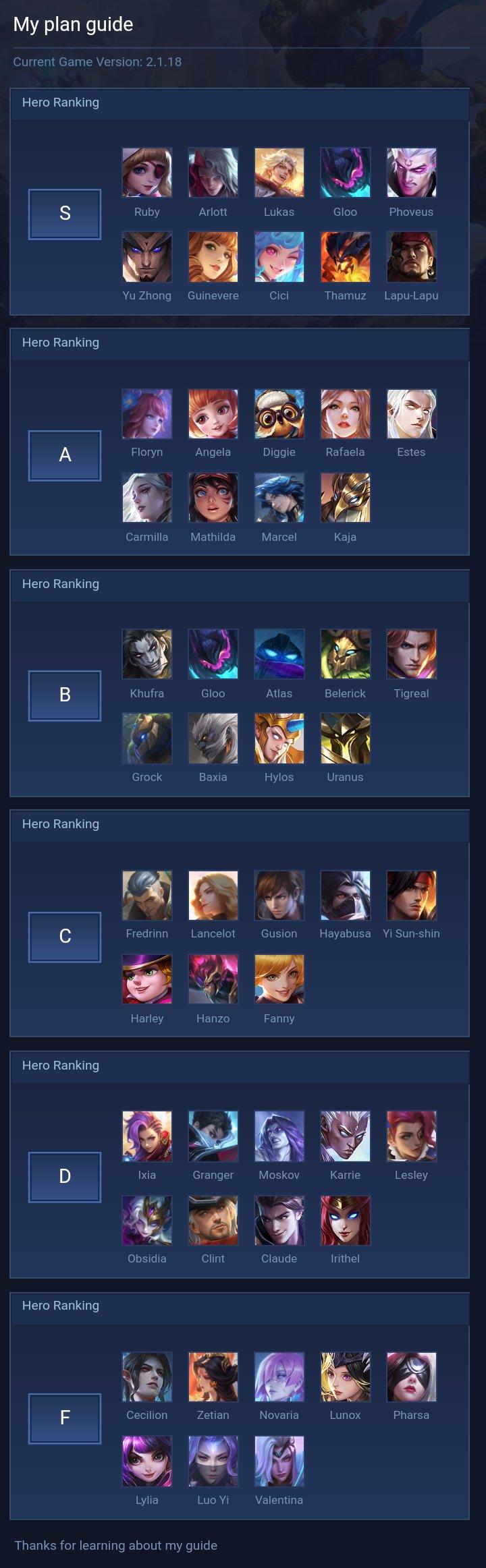 My plan guide