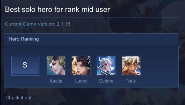 Best solo hero for rank mid user
