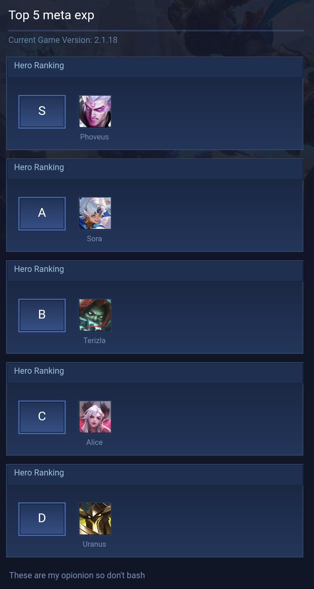 Top 5 meta exp