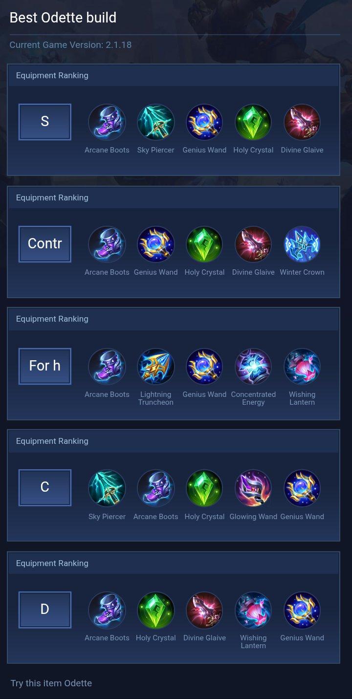Best Odette build