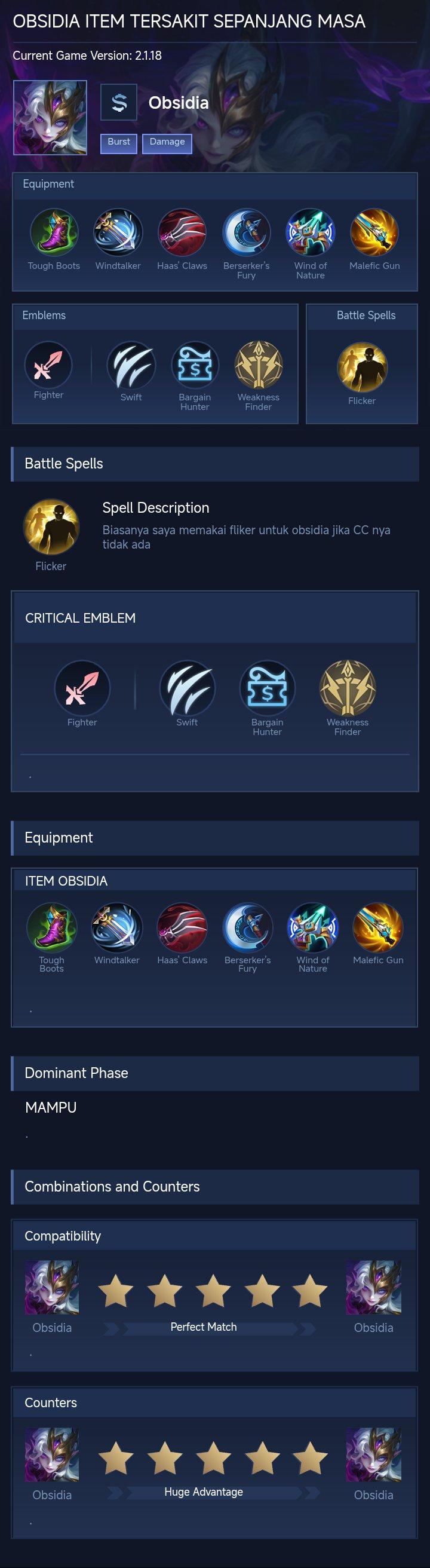 OBSIDIA ITEM TERSAKIT SEPANJANG MASA