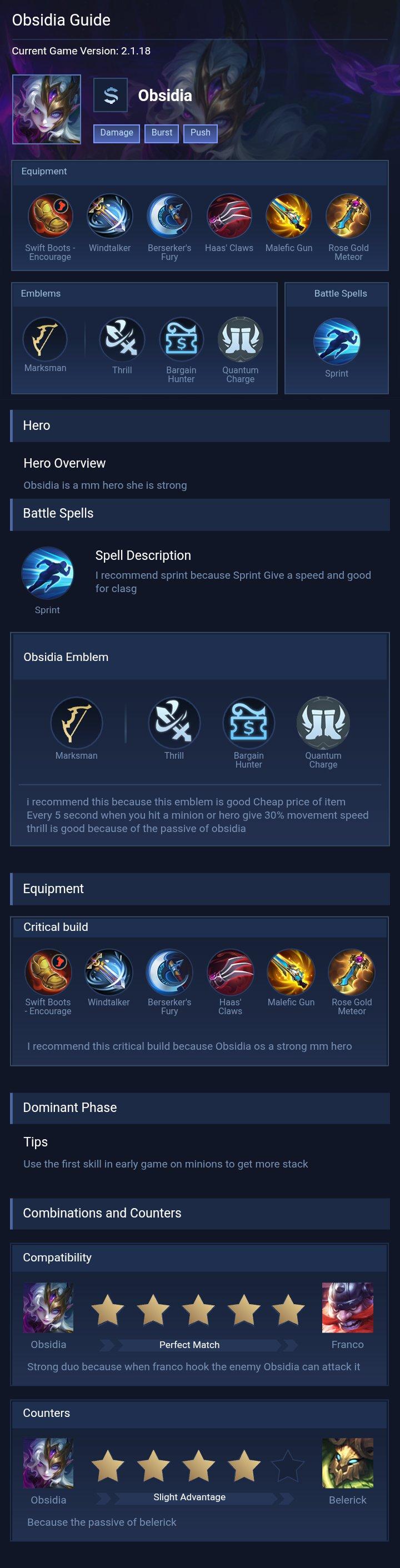 Obsidia Guide
