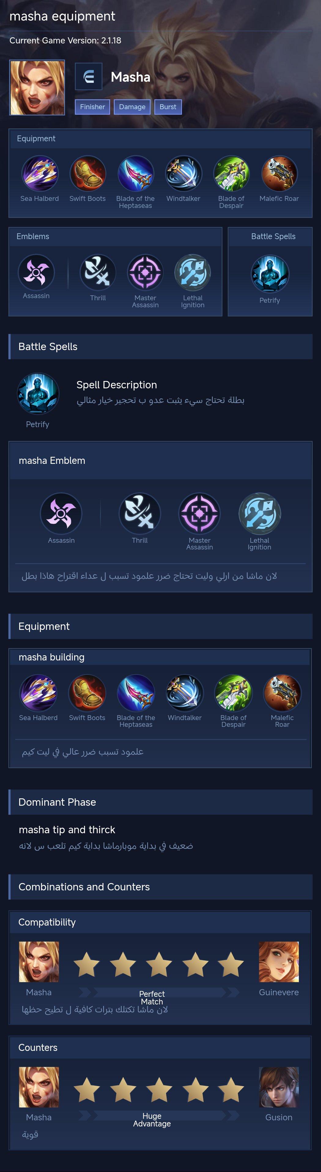 masha equipment
