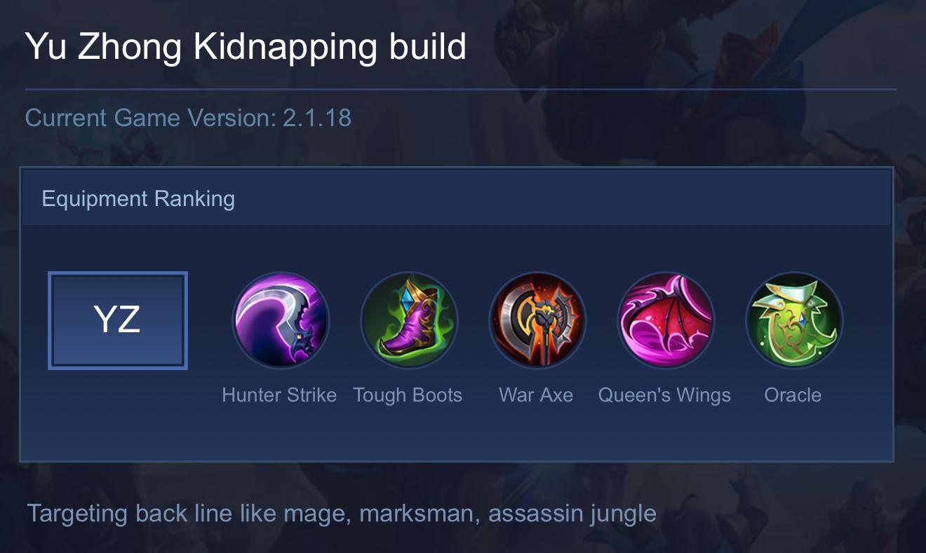 Yu Zhong Kidnapping build